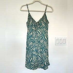 NWOT Sienna Sky Teal and Cream Floral Tie Front Mini Dress